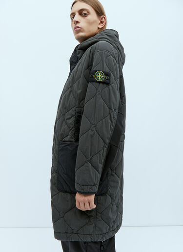 Stone Island キルティング コンパスパッチ コート グレー sto0154011