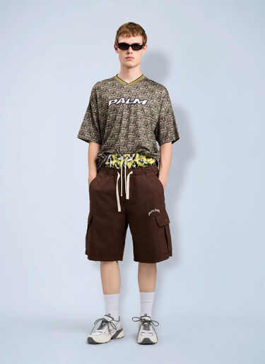 LN-CC® - Palm Angels: Camo Allover Palm Sport T-Shirt - Green Palm Angels Camo Allover Palm Sport T-Shirt Green pma0164168