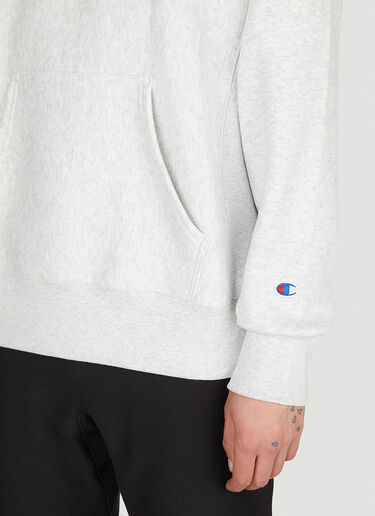 Champion Logo Embroidered Hooded Sweatshirt Light Grey cha0152006