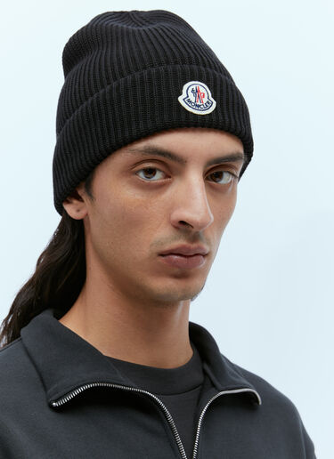 Moncler 로고 패치 비니 햇 블랙 mon0155046