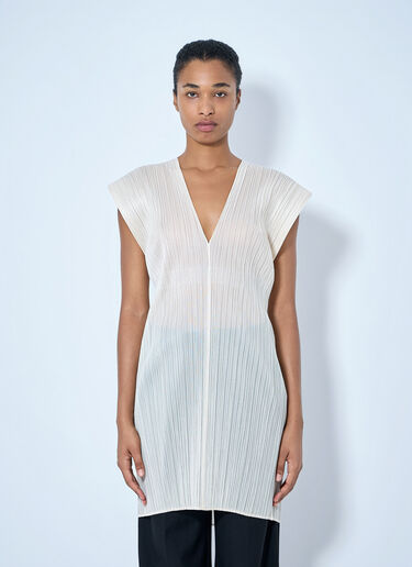 LN-CC® - Pleats Please Issey Miyake: Sleeveless Pleated Tunic - Beige Pleats Please Issey Miyake Sleeveless Pleated Tunic Beige plp0265005