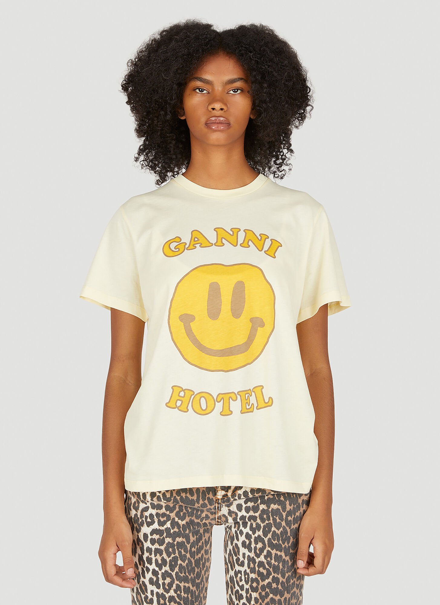 Shop Ganni Hotel T-shirt In Beige
