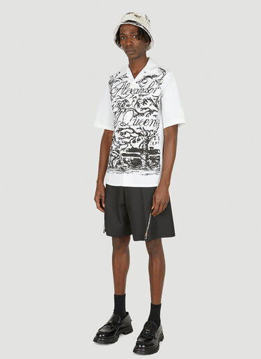 Alexander McQueen 프린트 반팔 셔츠 화이트 amq0148002