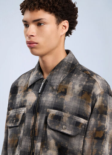 Curved Logo Check Overshirt Palm Angels Curved Logo Check Overshirt Grey pma0162027