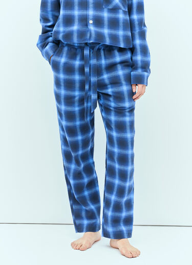 Tekla Plaid Pyjama Pants Navy tek0355009