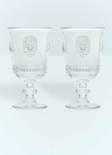 Gucci Set Of Two Lion Wine Glasses White wps0691245