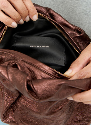 Dries Van Noten Twist Metallic Handbag Brown dvn0257006