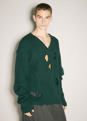 Vetements Destroyed Sweater Green vet0158010