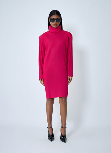 High Neck Long Sleeve Dress Saint Laurent High Neck Long Sleeve Dress Red sla0262003