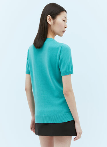 Miu Miu Cashmere Short-Sleeve Sweater Blue miu0254081