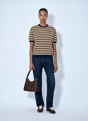 LN-CC® - Prada: Striped Knit T-Shirt - Blue Prada Striped Knit T-Shirt Blue pra0265905