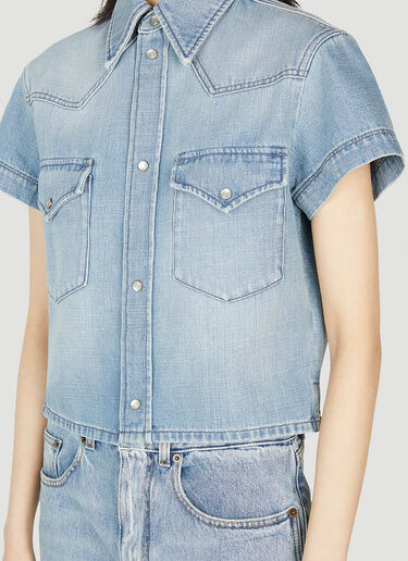 Saint Laurent Denim Short Sleeve Shirt Light Blue sla0251022