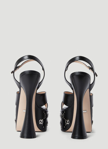 Gucci Interlocking G Stud Platform Sandals Black guc0251160