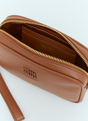 Miu Miu Embossed Logo Leather Pouch Brown miu0254050