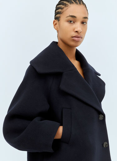 Ganni Boiled Wool Coat Blue gan0258041
