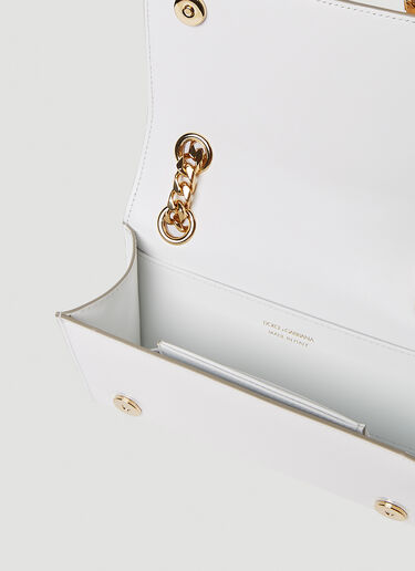 Dolce & Gabbana Logo Plaque Chain Shoulder Bag White dol0249083