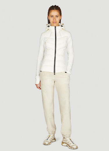 Moncler Grenoble 部分キルティング ジップアップフード付きカーディガン ホワイト mog0253022