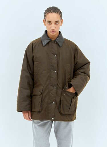 Miu Miu Waxed Canvas Blouson Jacket Brown miu0258040