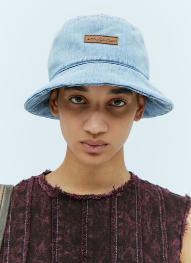 Acne Studios Logo Patch Denim Bucket Hat Blue acn0353005