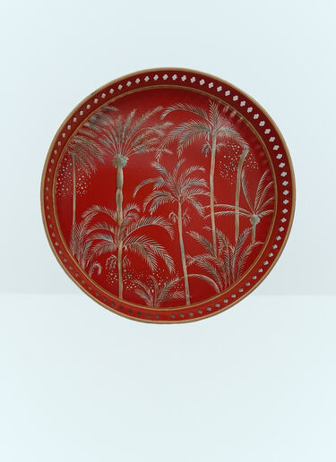 Les-Ottomans Bamboo Iron Tray Red wps0691372