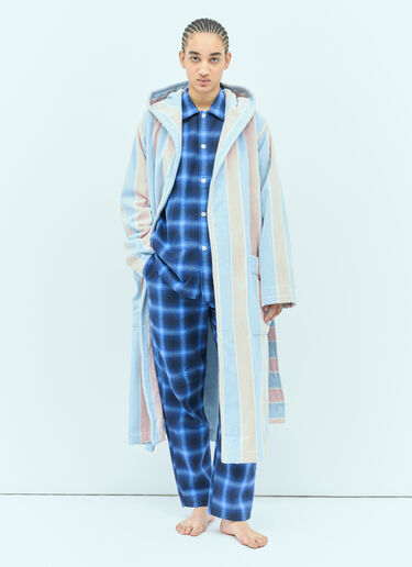 Tekla Striped Hooded Bathrobe Blue tek0355010