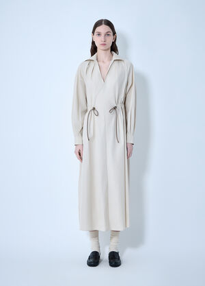 Max Mara Pedaggi Cotton Popeline Midi Dress Beige max0264022