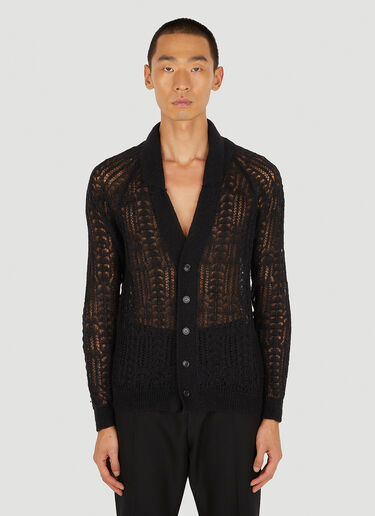 Saint Laurent Lace Knit Cardigan Black sla0149011
