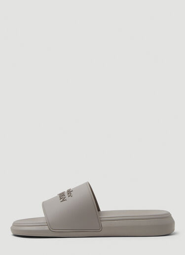 Alexander McQueen Logo Embossed Slides Grey amq0149033