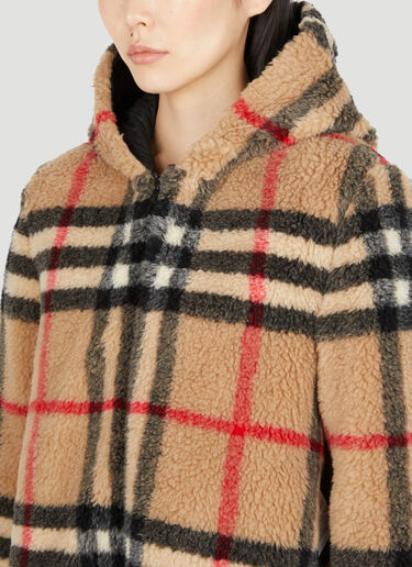 Burberry 格纹抓绒连帽夹克 米色 bur0253034