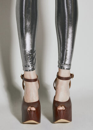 Vivienne Westwood Vargas Elevated Platform Peep Toe Heels Silver vvw0254038