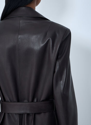 The Row Raisa Leather Coat Dark Brown row0263012