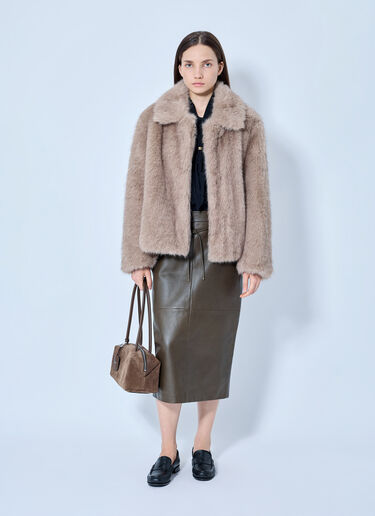 LN-CC® - Max Mara: Shawl Collar Faux Fur Jacket - Beige Max Mara Shawl Collar Faux Fur Jacket Beige max0265219