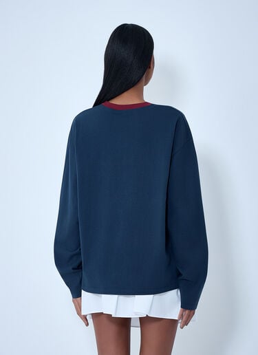 Miu Miu Cotton Jersey Sweatshirt with Logo Motif Blue miu0263060