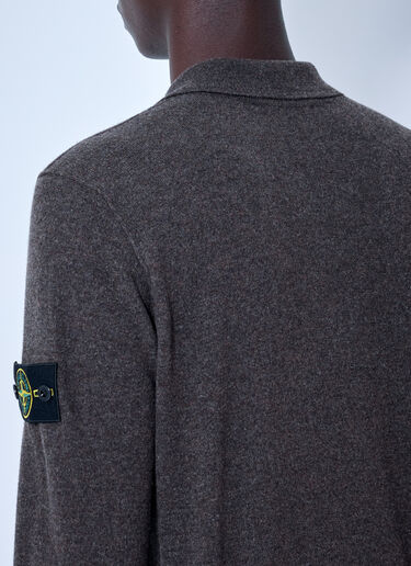 LN-CC® - Stone Island: Long Sleeve Polo - Brown Stone Island Long Sleeve Polo Brown sto0165011