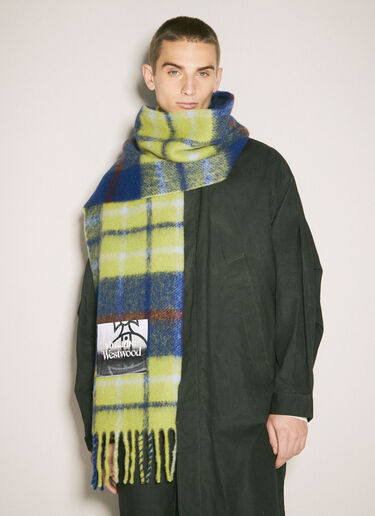 Vivienne Westwood Check Wool-Blend Scarf Green vvw0158011