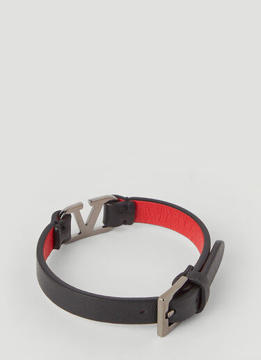 Valentino V Logo Leather Bracelet Black val0145031