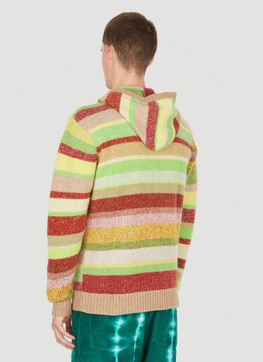 The Elder Statesman ストライプフード付きセーター グリーン tes0150001