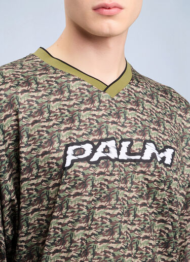 LN-CC® - Palm Angels: Camo Allover Palm Sport T-Shirt - Green Palm Angels Camo Allover Palm Sport T-Shirt Green pma0164168