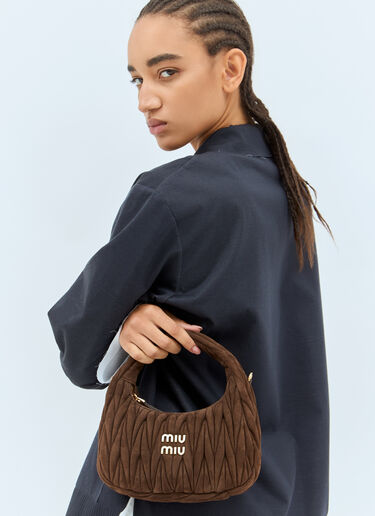Miu Miu Wander Matelassé Suede Mini Shoulder Bag Brown miu0258028