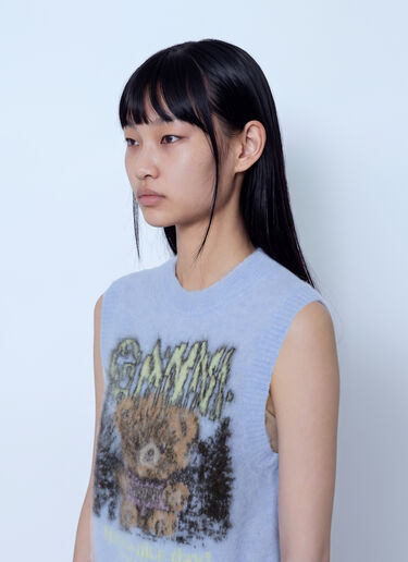 LN-CC® - GANNI: Brushed Alpaca Teddy Vest - Light Blue GANNI Brushed Alpaca Teddy Vest Light Blue gan0266024