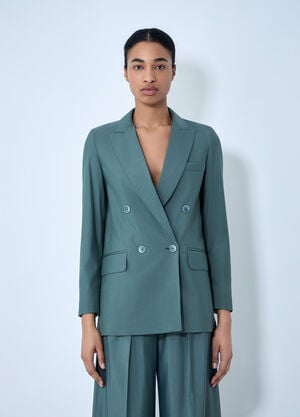 Max Mara Double-Breasted Blazer Green max0264003