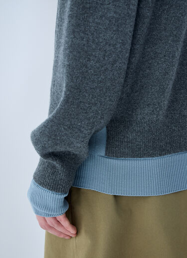 Miu Miu Logo Motif Knit Polo Sweater Blue miu0360007