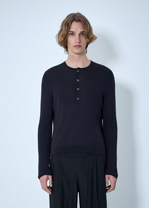 Our Legacy Fine Knit Cotton Crepe Henley Black our0164025