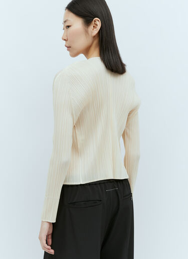 Pleats Please Issey Miyake Pleated Cardigan Beige plp0255014