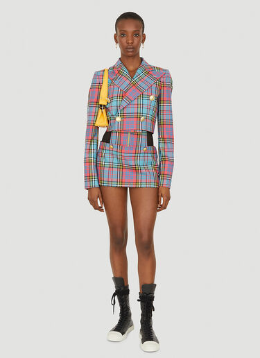 Vivienne Westwood Cut Off Check Blazer Blue vvw0251003