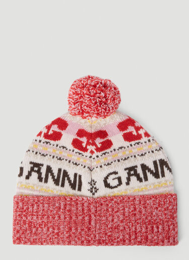 Graphic Motif Beanie Hat GANNI Graphic Motif Beanie Hat Red gan0253062