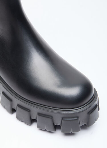 Prada Monolith Brushed Leather Boots Black pra0254021