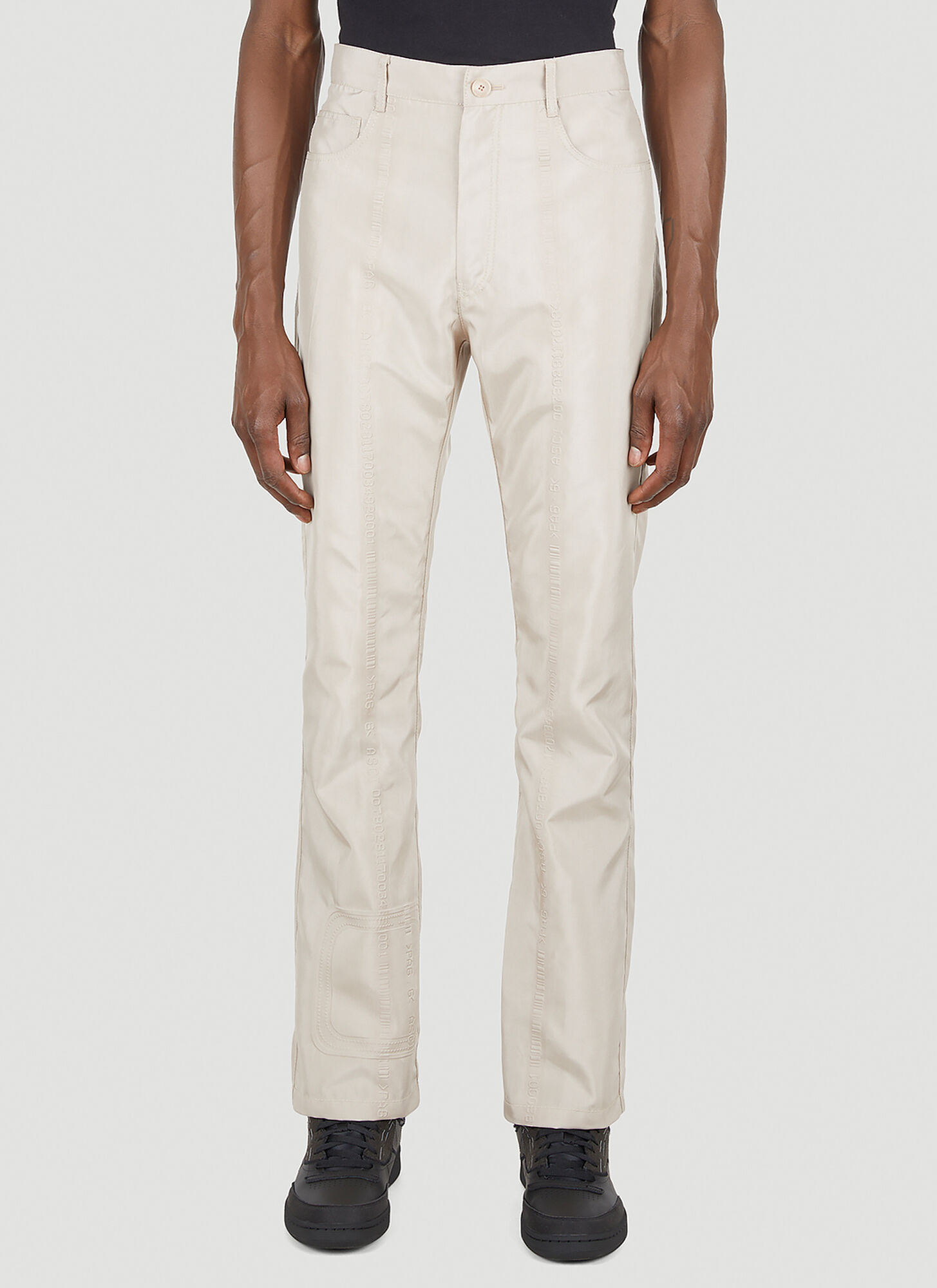 Kanghyuk Barcode Embossed Trousers In Beige