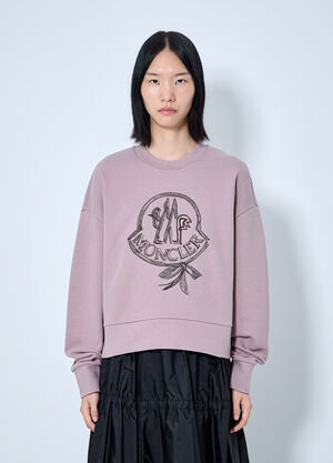 Moncler Logo Embroidered Sweatshirt Light Purple mon0265102