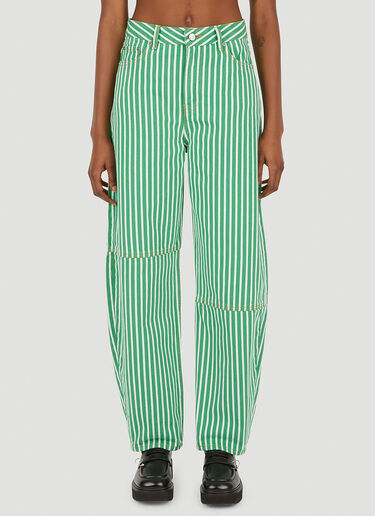 GANNI Striped Pants Green gan0251083